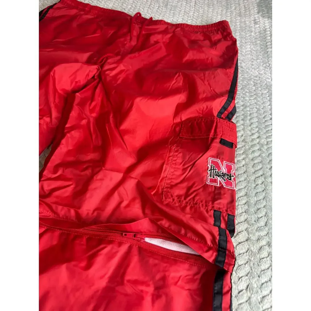 Vintage Nebraska Cornhuskers Logo Athletic Red Tearaway Track Pants Large Y2K